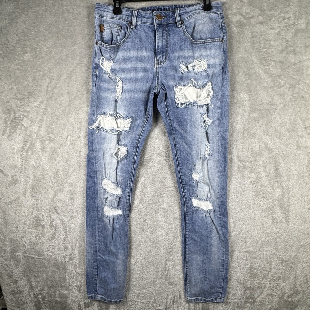 Grindhouse Jeans Men's 30x32 Blue Denim‎ Mid Rise Distressed Ripped Grunge